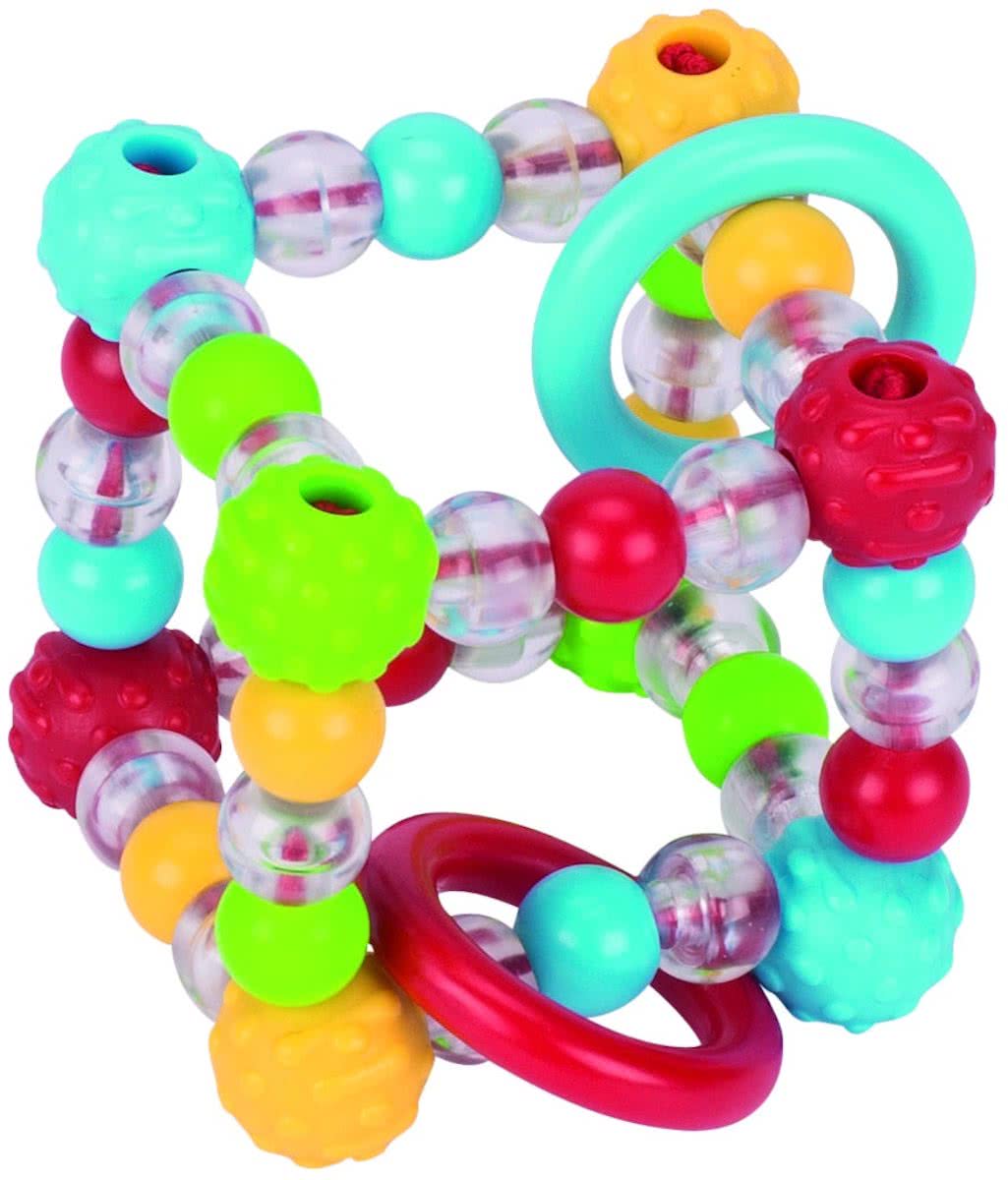   Bijtring Dobbelsteen Plastic Met Elastiek