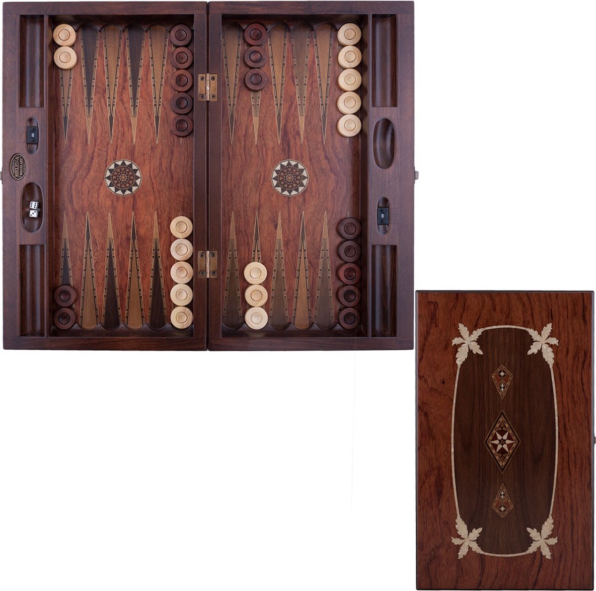 Backgammon - Tavla - Handgemaakt - Hout - Luxe uitgave - 52 x 30 x 7,5 cm