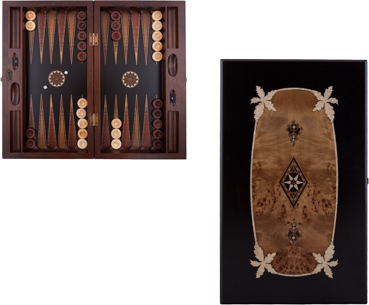 Backgammon - Tavla - Handgemaakt - Hout - Luxe uitgave - 52 x 30 x 7,5 cm