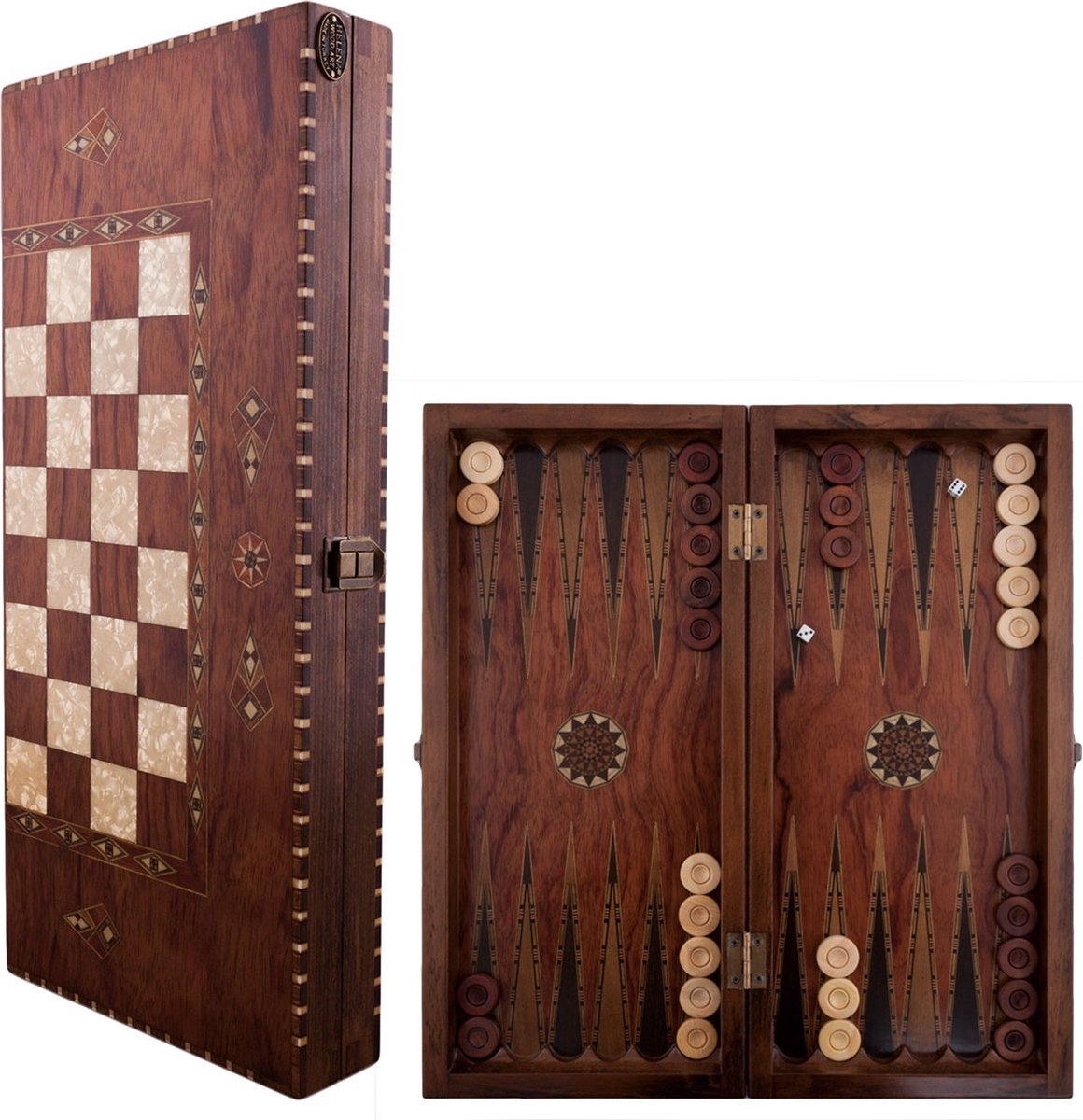 Backgammon - Tavla - Handgemaakt - Hout - Luxe uitgave