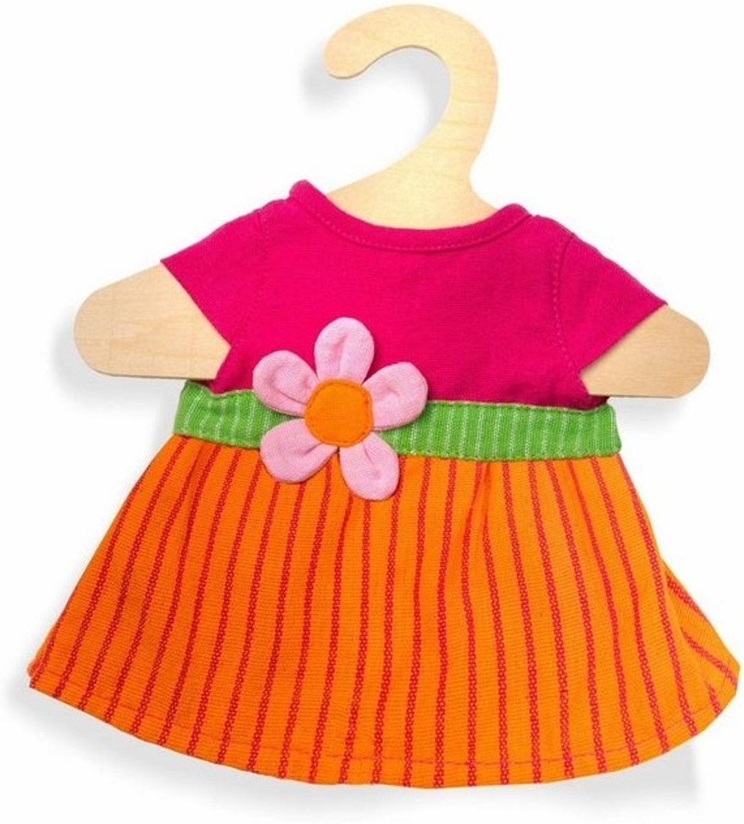   poppenkleding jurk Maya roze/oranje 28-35 cm