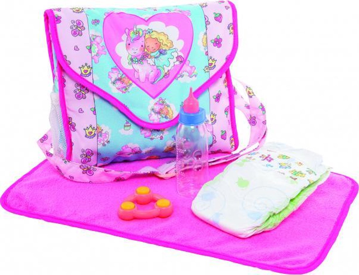 luiertas met accessoires 24 x 24 cm polyester roze