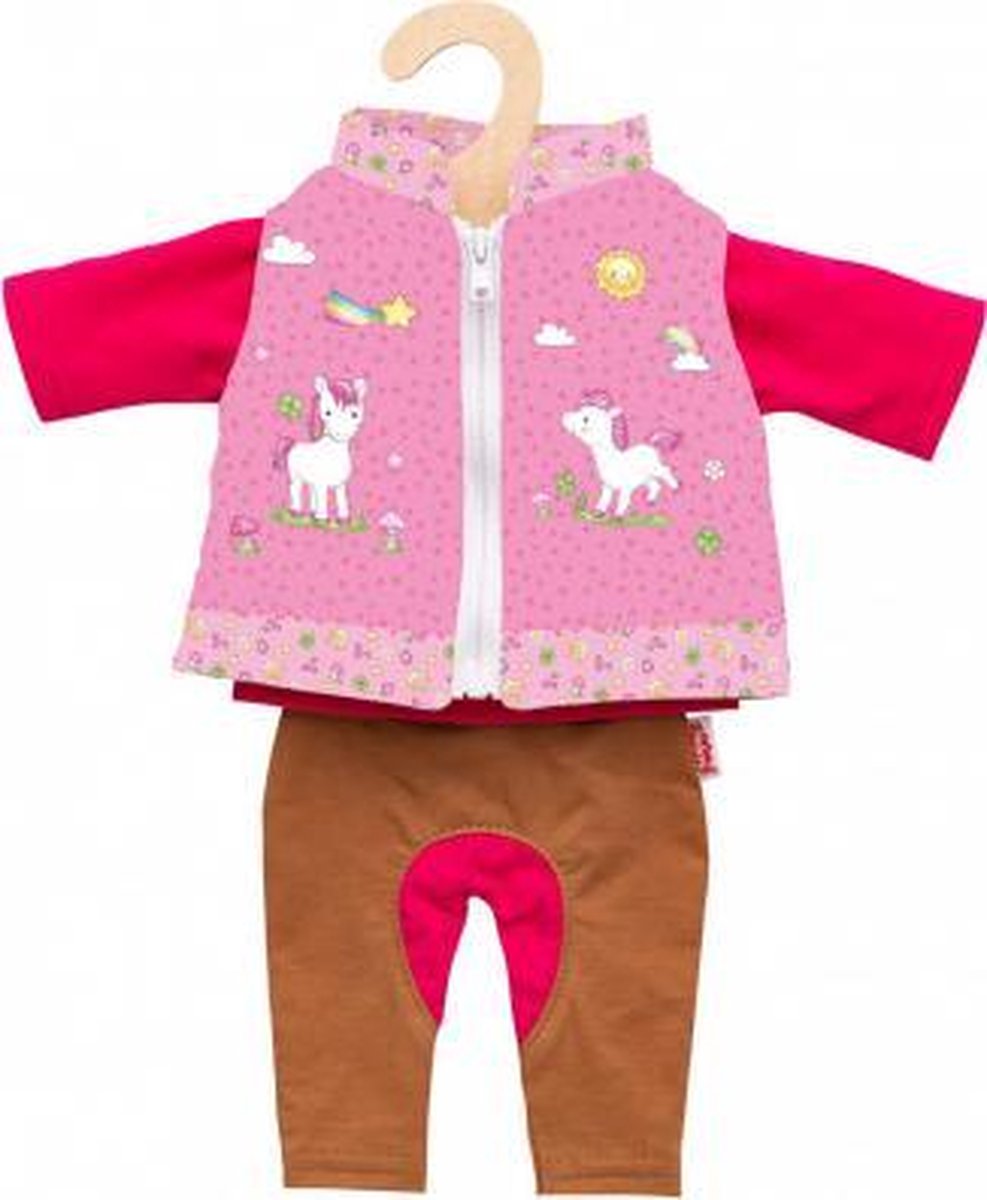 poppenkleding Lina 28-35 cm polykatoen roze 3-delig