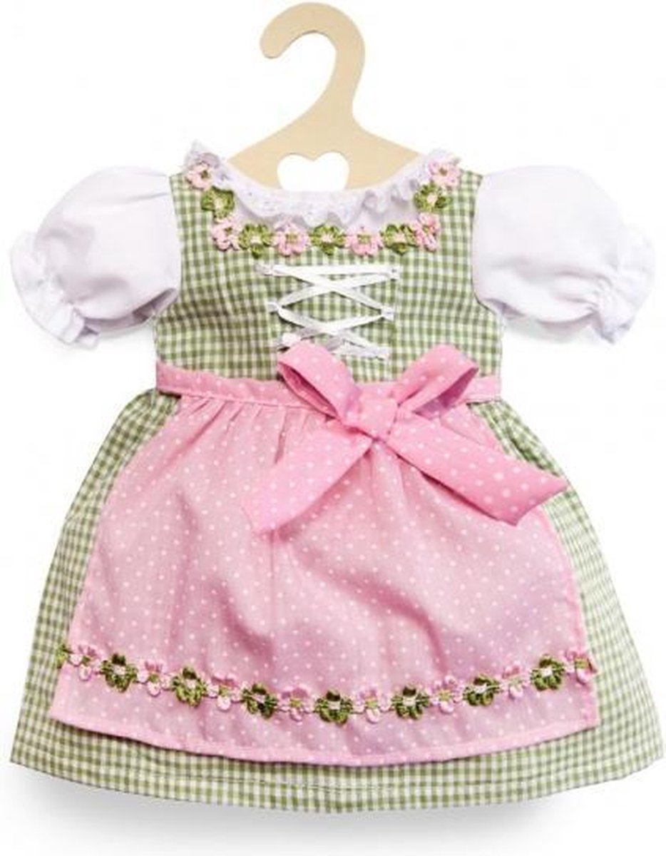 poppenkleding jurk groen oktoberfeest 35-45 cm