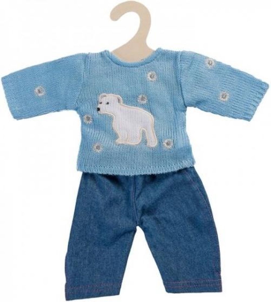 poppenkleding trui met jeans blauw 35-45 cm