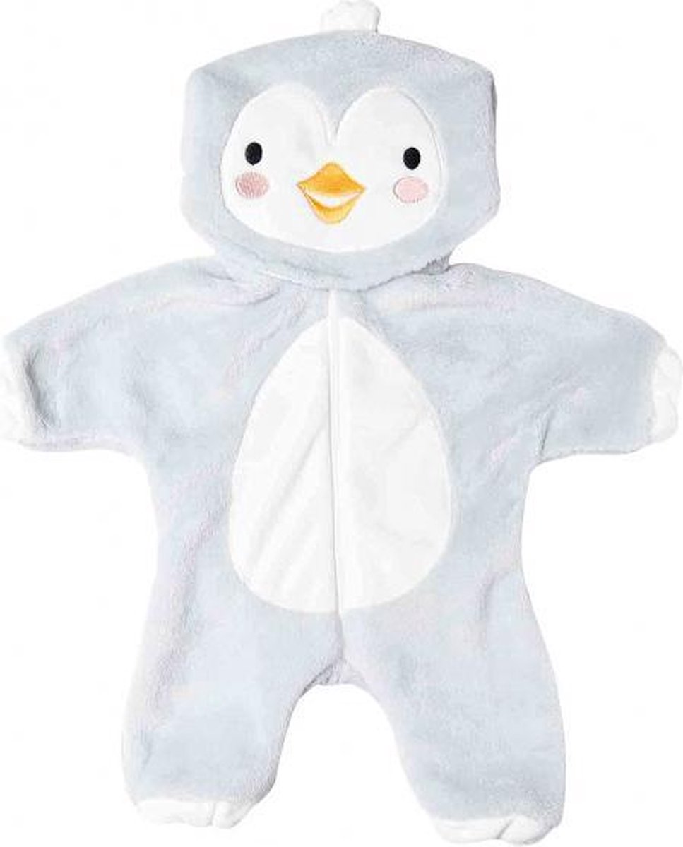 poppenonesie Pingu√Øn junior fluweel wit/grijs