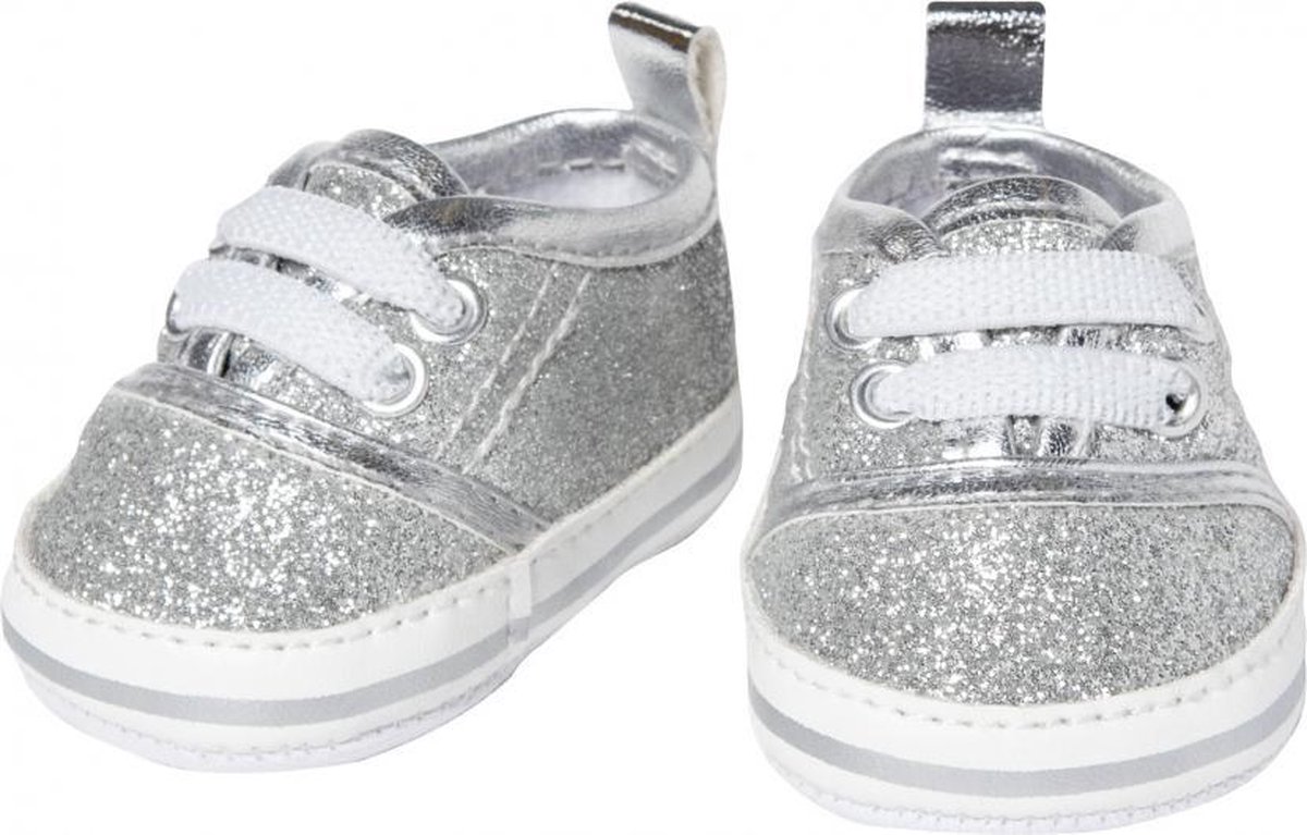 poppenschoenen junior 38-45 cm zilver/wit