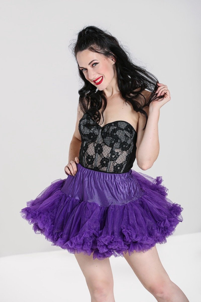 Hell Bunny paarse korte petticoat tutu rok gemaakt van fijne zachte tule Maat XS S M - Carnaval