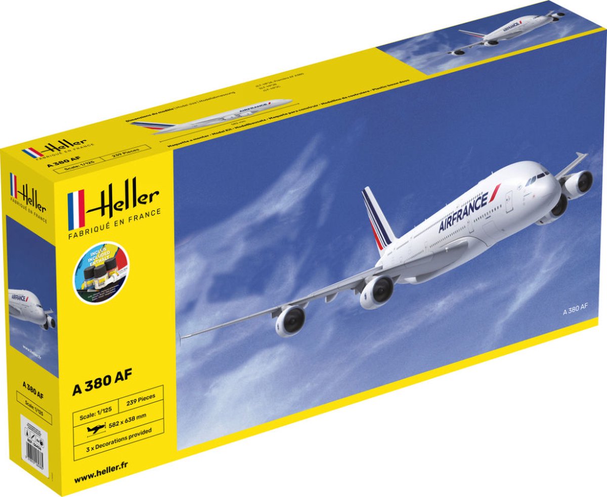 1:125 Heller 56436 A380 Airplane AirFrance - Starter Kit Plastic kit