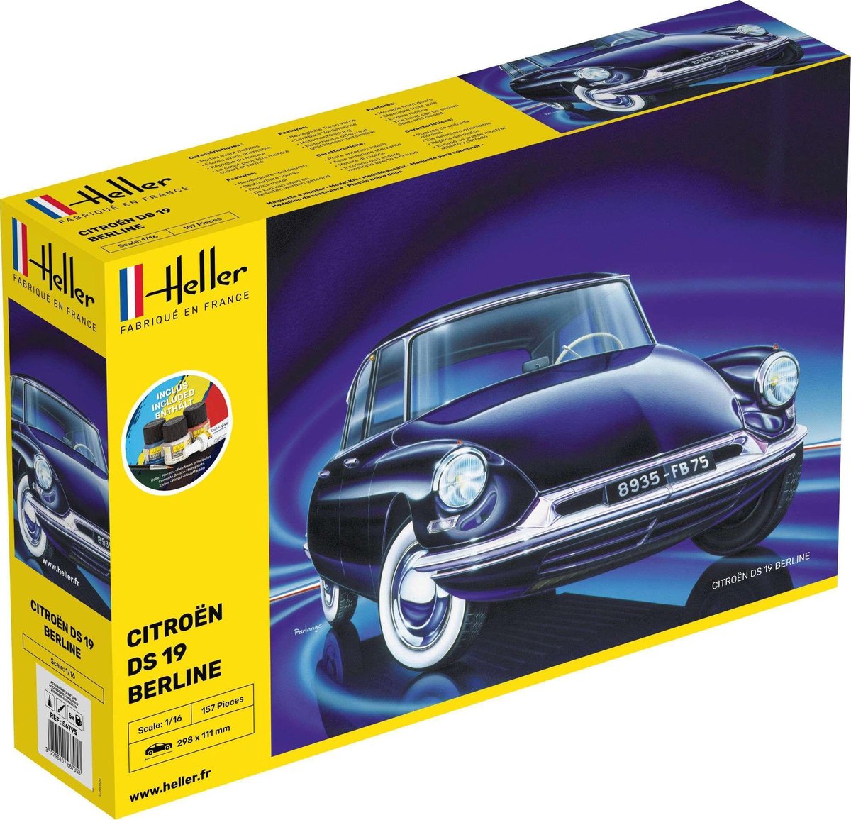 1:16 Heller 56795 Citroen DS 19 - Starter Kit Plastic kit