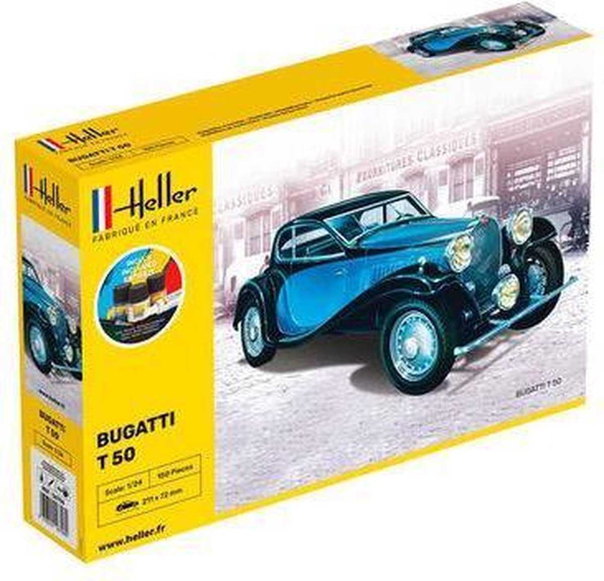 1:24 Heller 56706 STARTER KIT Bugatti T-50 Plastic kit