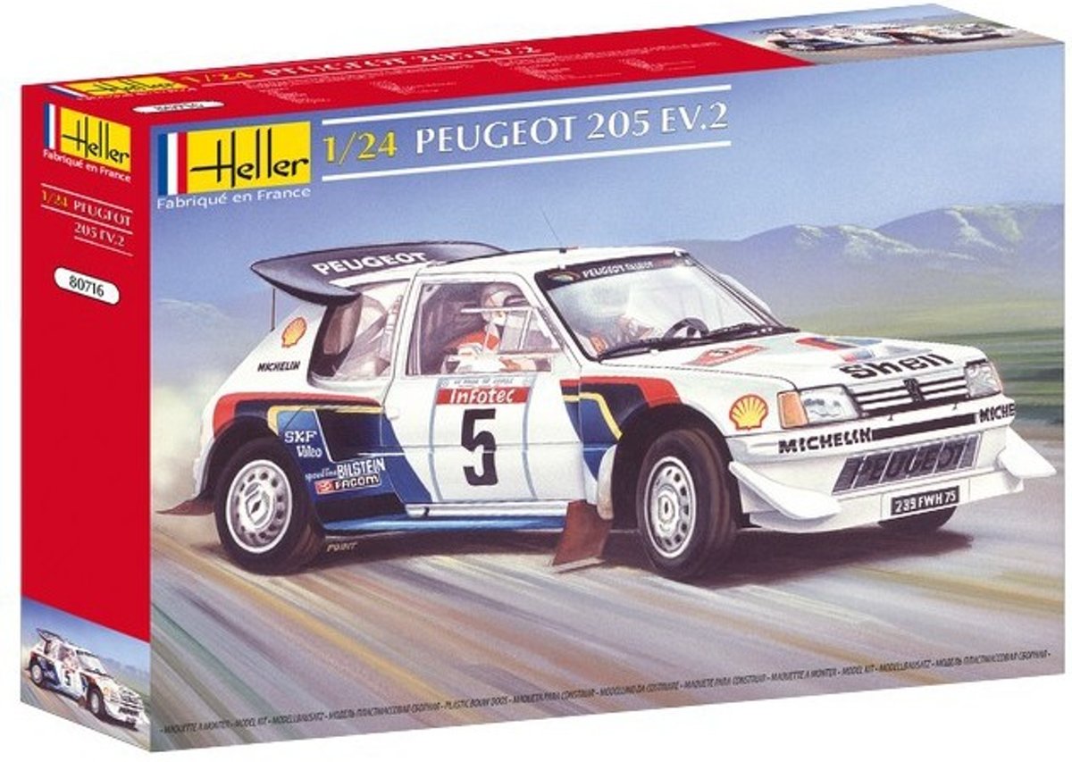 Peugeot 205 Turbo 16 Evolution 2 modelbouw pakket Heller 1:24