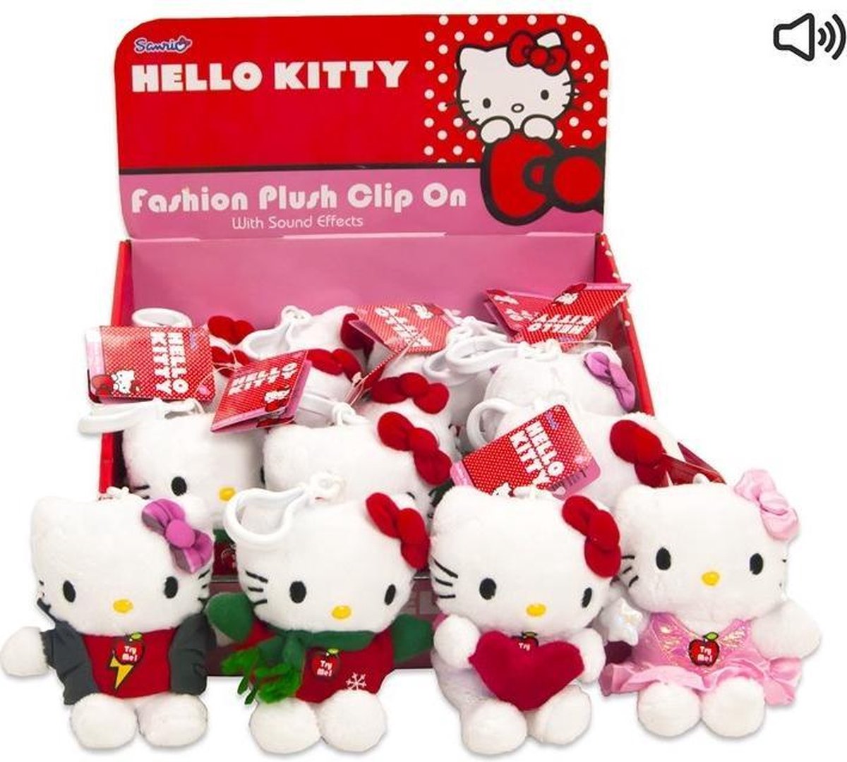 4 stuks Hello Kitty met geluid, 11 cm