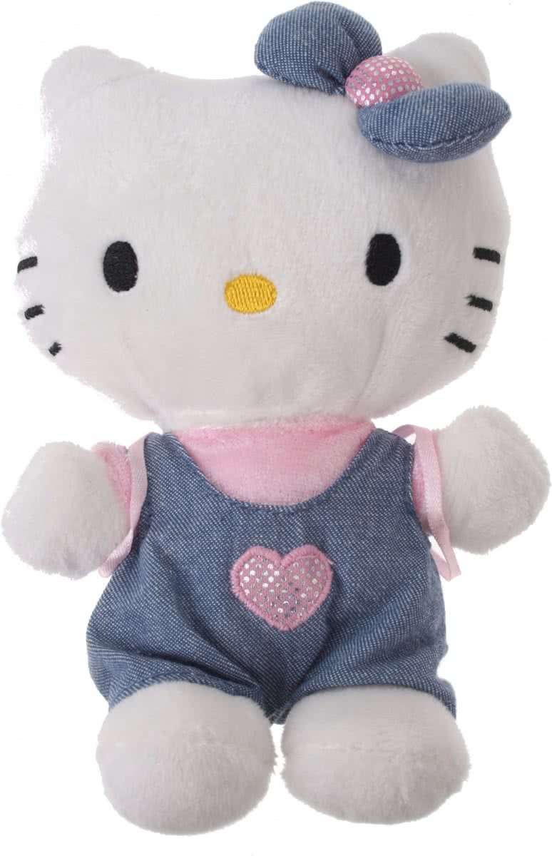 Hello Kitty Knuffel Bean Bag Meisjes Jeans Blauw 15cm