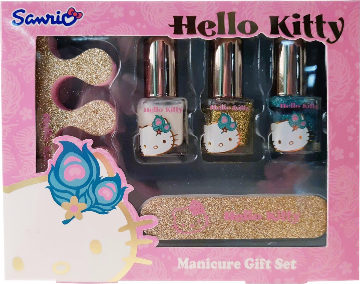 Hello Kitty Manicureset Gift Meisjes Foam Goud/roze 5-delig