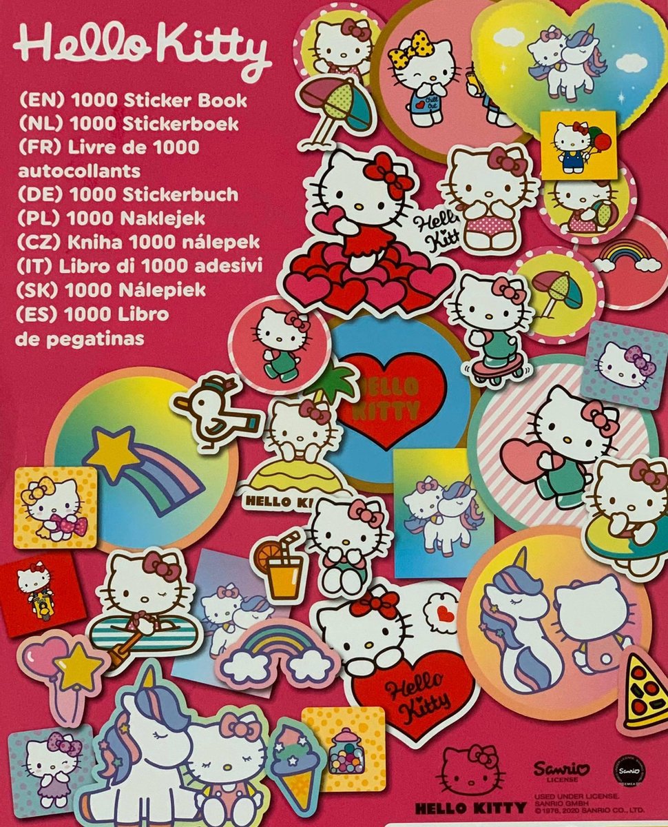 Hello kitty boek - hello kitty stickerboek - hello kitty 1000 sticker book - 1000 verschillende stickers en veel plak plezier - stickerboek meisjes - stickerbuch - mega sticker fun -