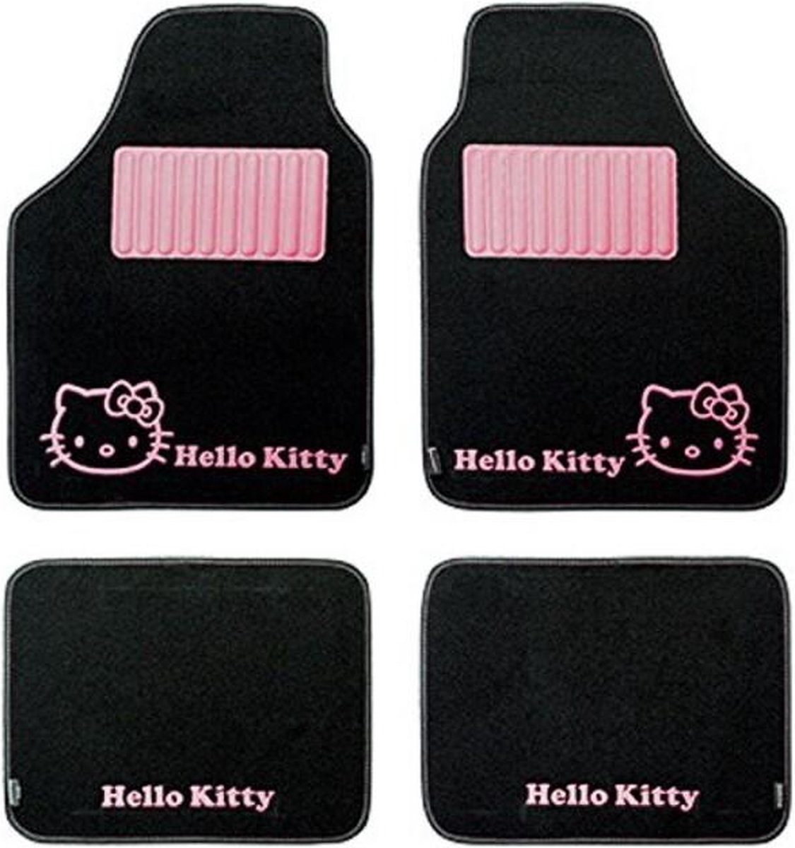 Vloermattenset voor auto Hello Kitty KIT3013 Universeel Zwart Roze (4 pcs)