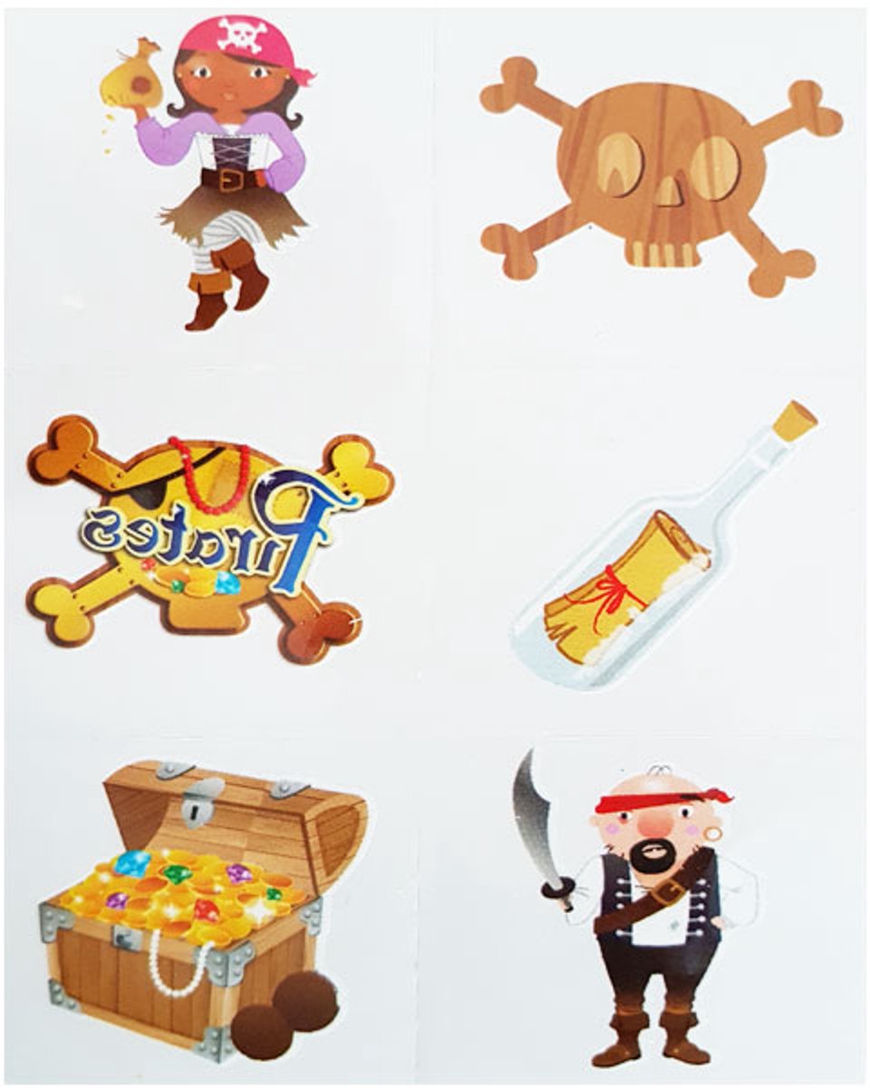 Kinder tattoo Piraten 2x 12 stuks / KINDER PLAK TATTOO -UITDEEL CADEAUTJE - TRAKTATIE PIRAAT - PIRATEN UITDEEL -