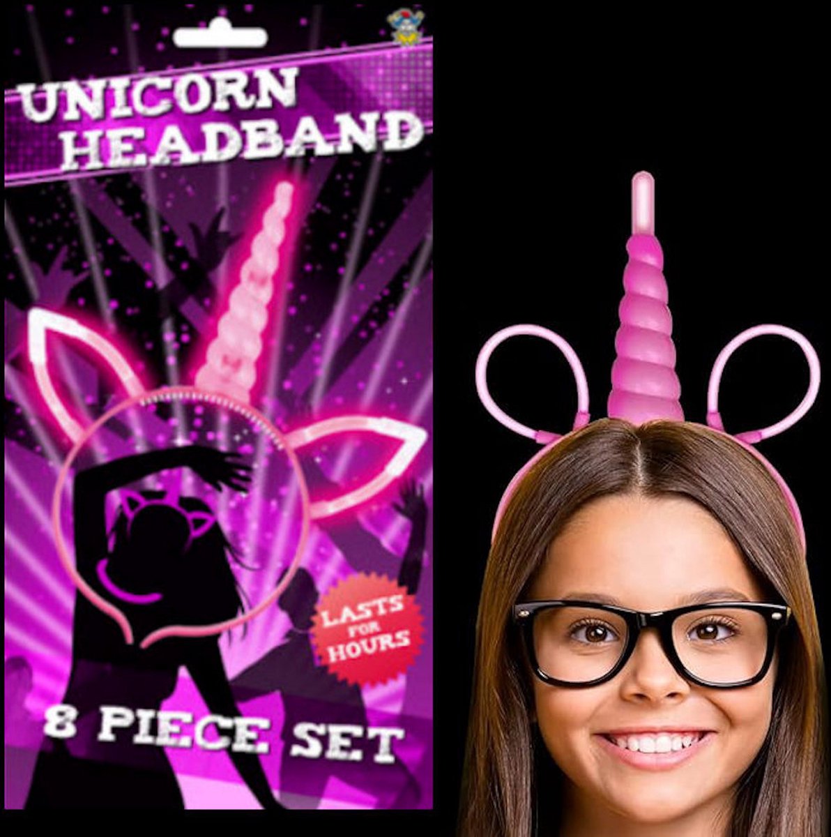 Henbrandt - Glow in the Dark Unicorn / Eenhoorn - Lichtgevende Diadeem - Party Glowstick Hoofdband met Roze Kleuren Breaklights