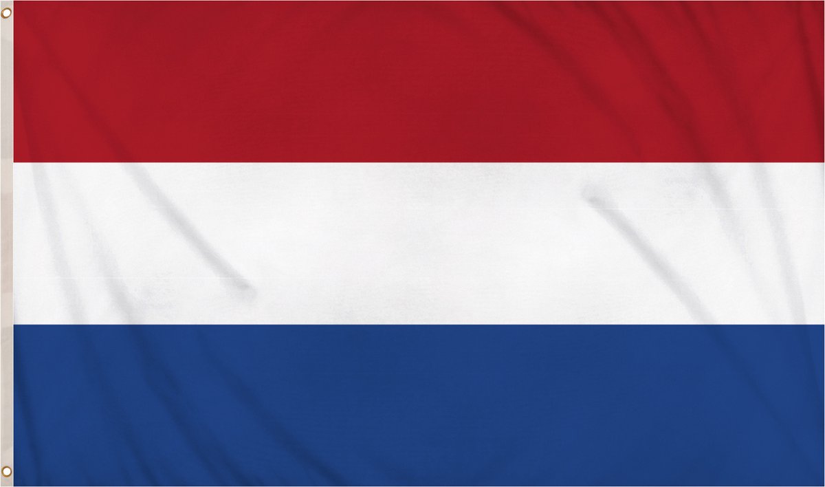 Nederland - Holland - vlag - rood/wit/blauw - ophangringen - 90 x 150 cm