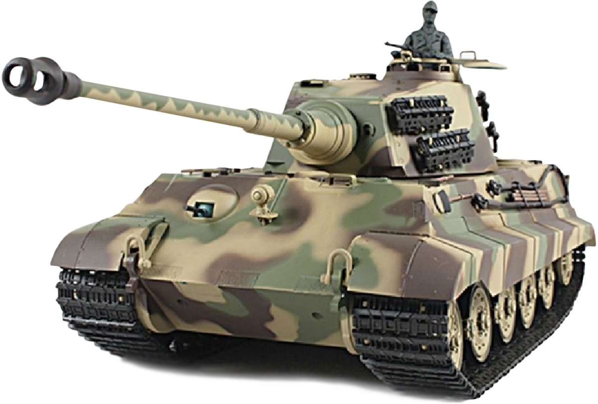 RC tank Kingtiger met Henschel koepel met rook en geluid en metalen motoraandrijving