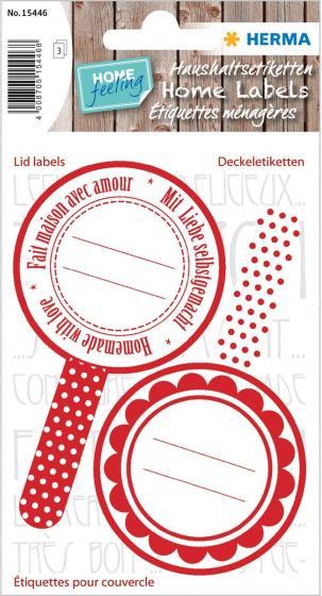 keukenetiketten New Look 5,5 cm wit/rood 6 stuks