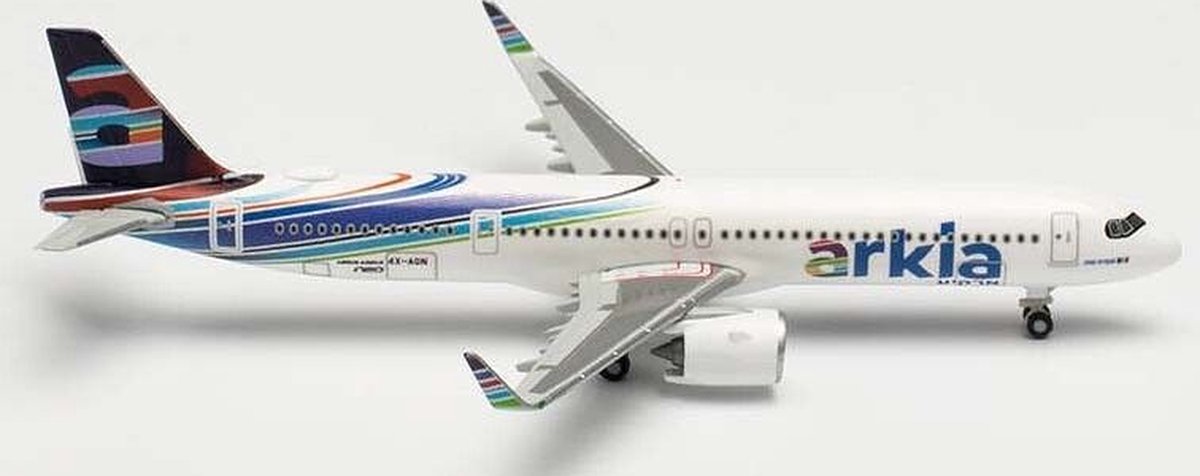 Herpa Airbus vliegtuig A321neo Arkia Israeli Airlines Blue variant