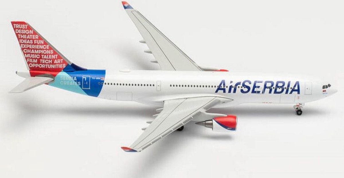 Herpa schaalmodel Airbus A330-200 Air Serbia 11,8cm schaal 1:500