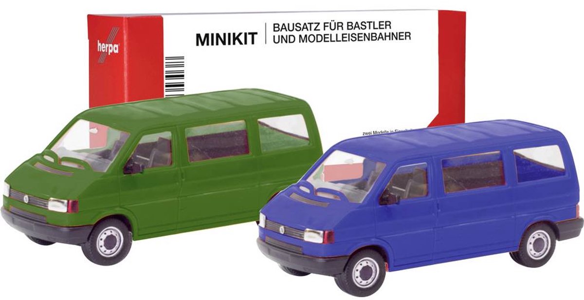 Herpa 012805-002 H0 Auto Volkswagen T4-bus, olijfgroen en ultramarineblauw