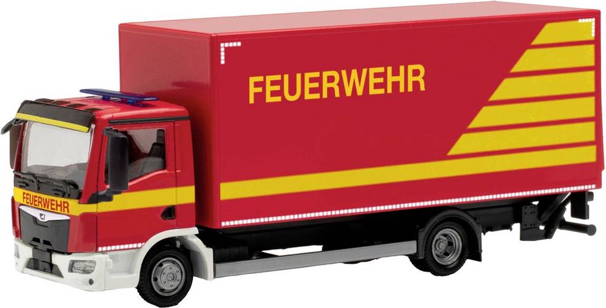 Herpa 096829 H0 MAN TGL CC vrachtwagen met laadwand „brandweer-hulplijn”