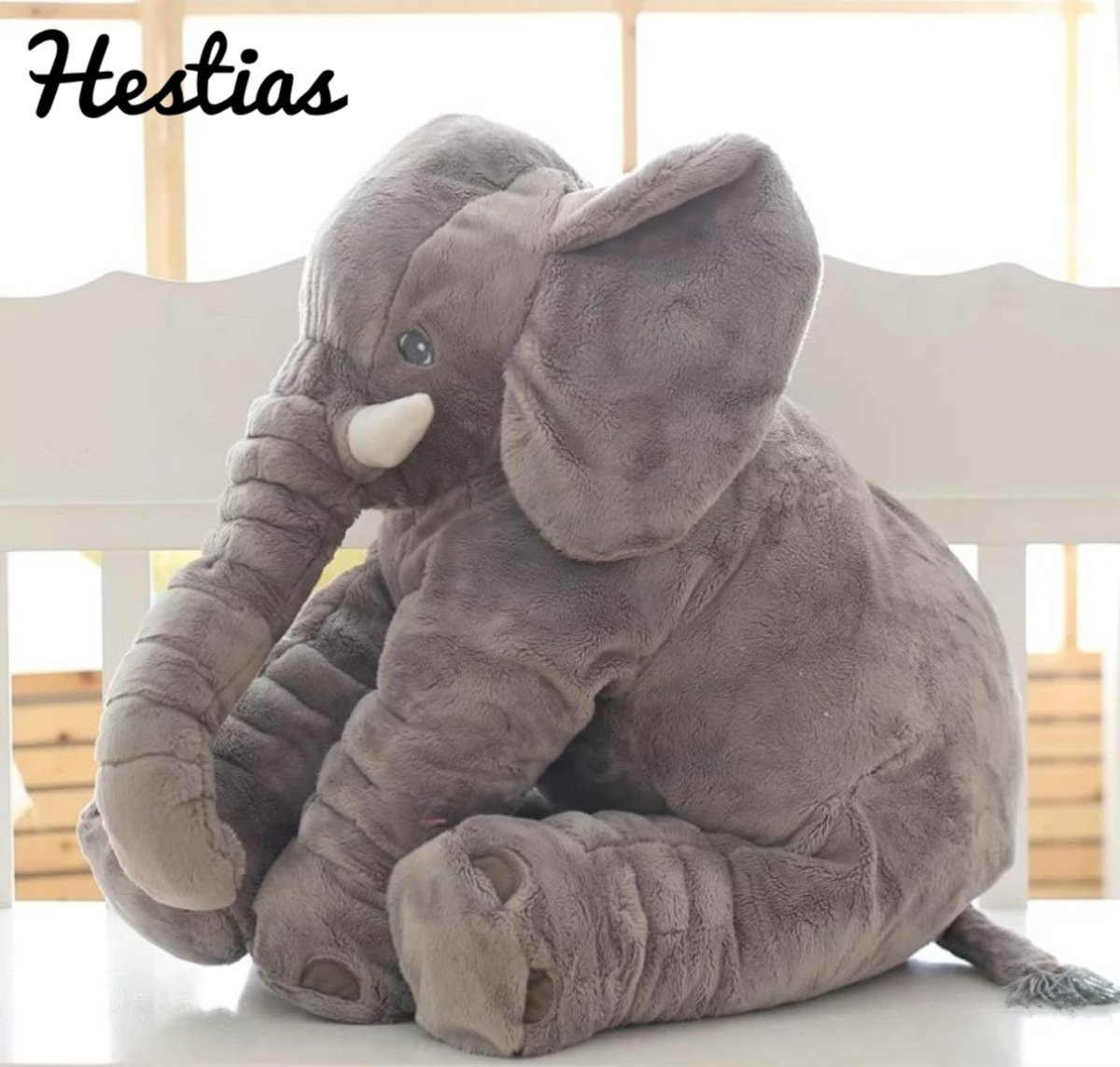 Olifant Knuffel XL - 65 cm - Olifant Kussen - Zachte Olifant Knuffel - Grijze - Pluche Olifant Kussen - Babys - Peuters - Kleuters – Grijs - Blauw - Cadeau – Kado - Kraamcadeau - Kinderen - Geschenk - Olifanten Knuffel - Baby Knuffel