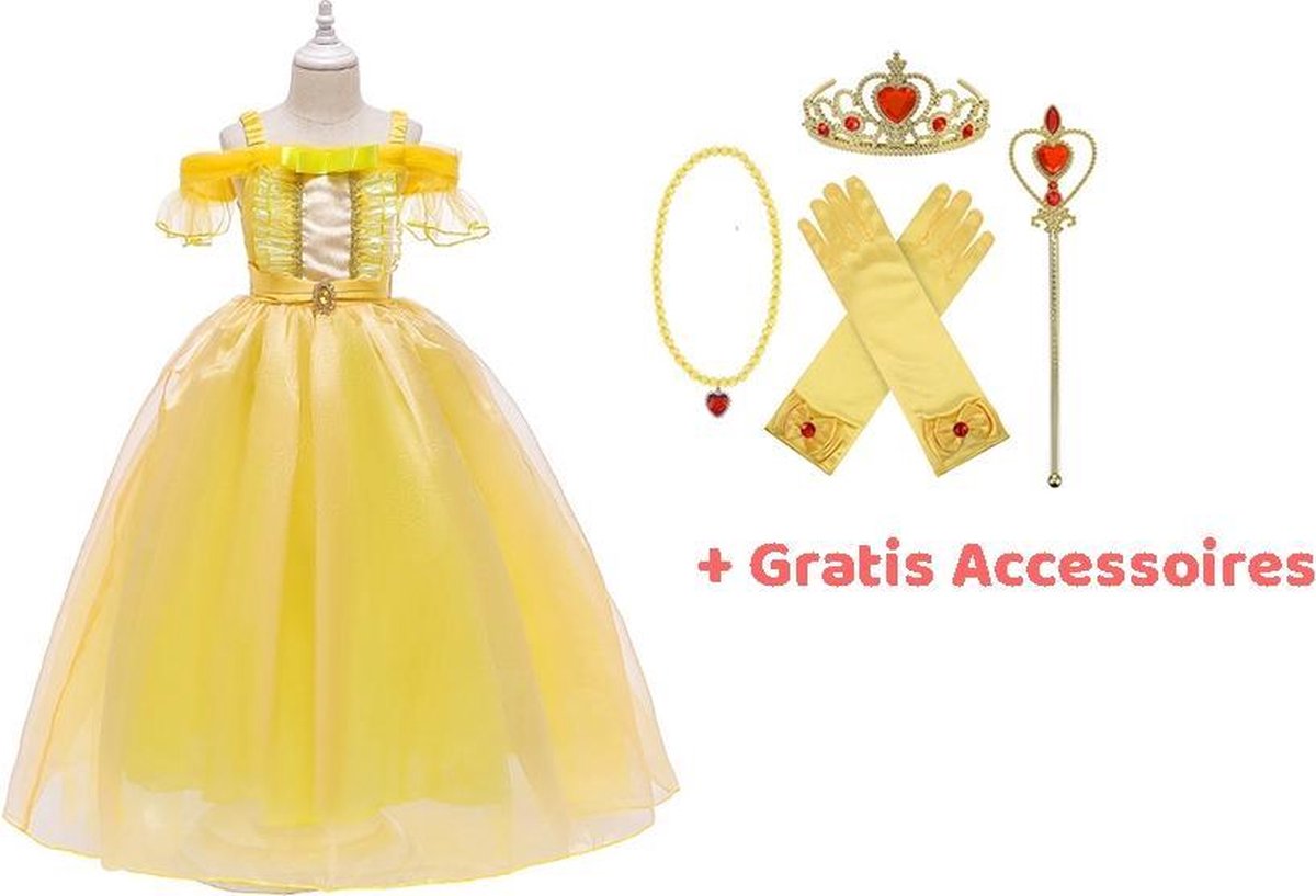 Prinsessen Jurk Belle - maat 146/152 (150) - Verkleedkleren Meisje - Speelgoed - Verkleedjurk