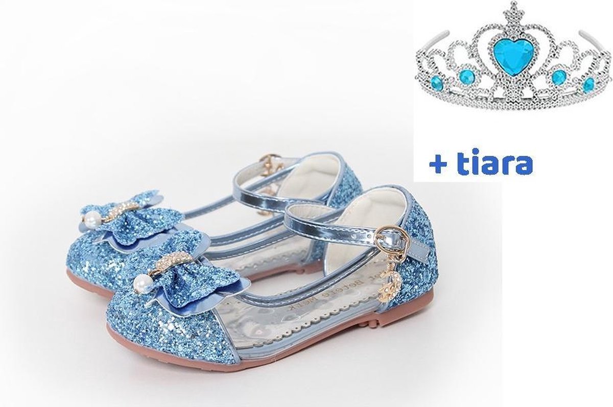 Prinsessen schoenen - Blauw - maat 35 (binnenzool 22,2 cm) - Verkleedkleren Meisje - Elsa schoenen