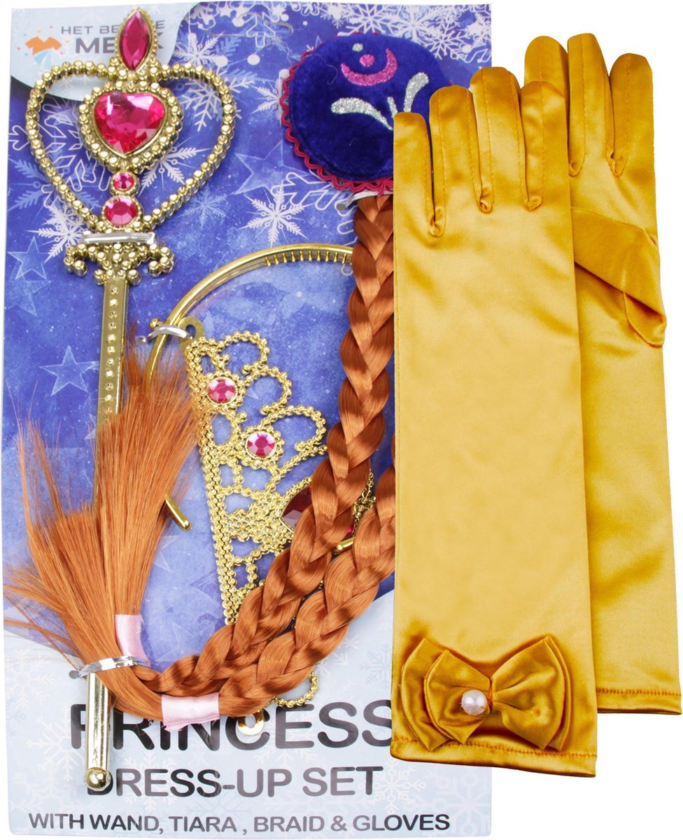 Speelgoed - voor bij je prinsessen jurk - Tiara - Prinsessen Verkleedkleding - Roze - Goud - Voor bij je Frozen Anna Jurk