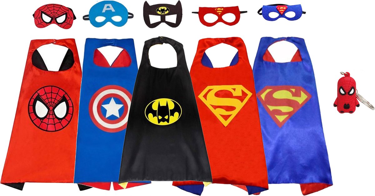 Spinnenheld Verkleedpak - Superhelden pakket-Superheld-Spinnenheld-Vleermuisheld Cape/Masker - Verkleedkleding jongen / meisje