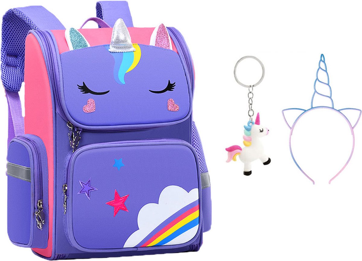 Unicorn Speelgoed - Schooltas meisje - Kinderrugzak - Rugtas meisje - Paars - 40 x 27 x 15 cm