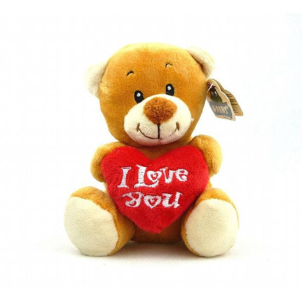 I Love You bruine beer knuffel 14 cm knuffeldieren - Knuffelberen