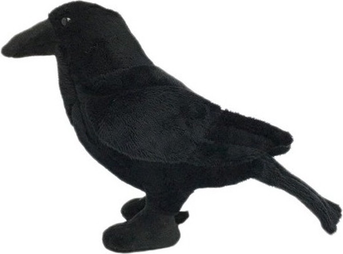 Pluche zwarte kraai/raaf vogel knuffel 18 cm - Vogels dieren decoratie/speelgoed