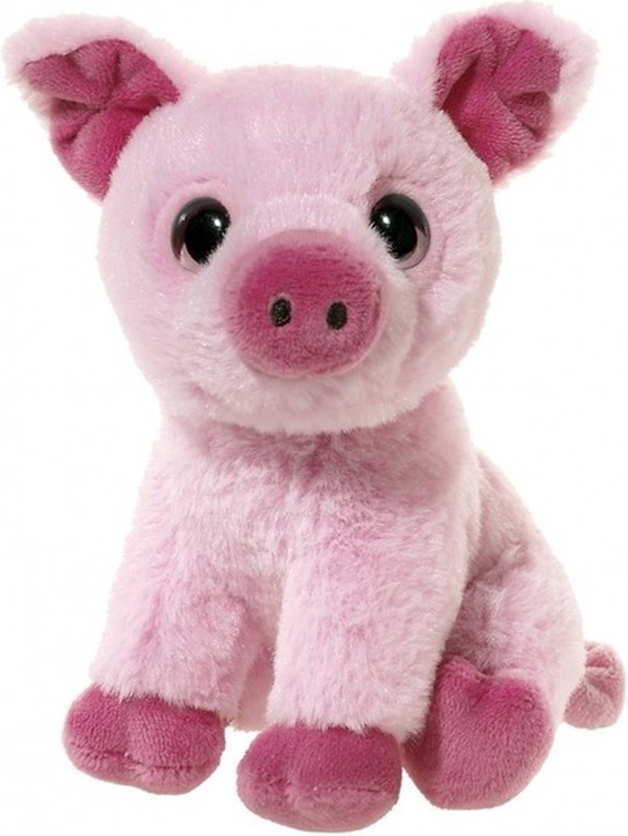 Roze pluche varken knuffeltje 14 cm