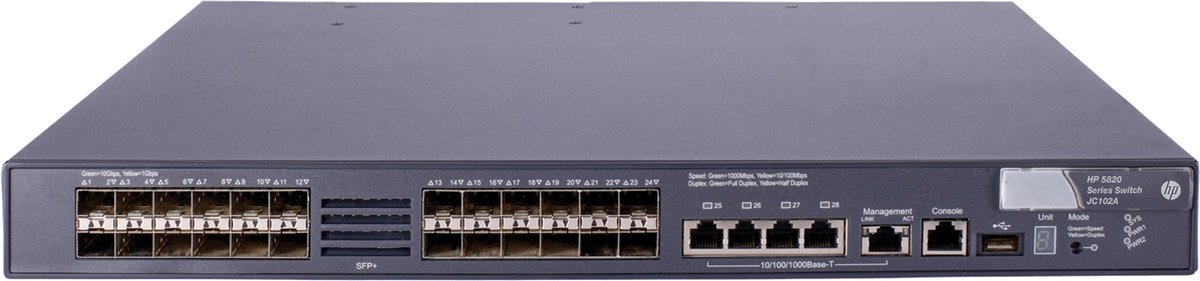 Hewlett Packard Enterprise 5820-24XG-SFP+ Managed L3 Gigabit Ethernet (10/100/1000) Grijs 1U