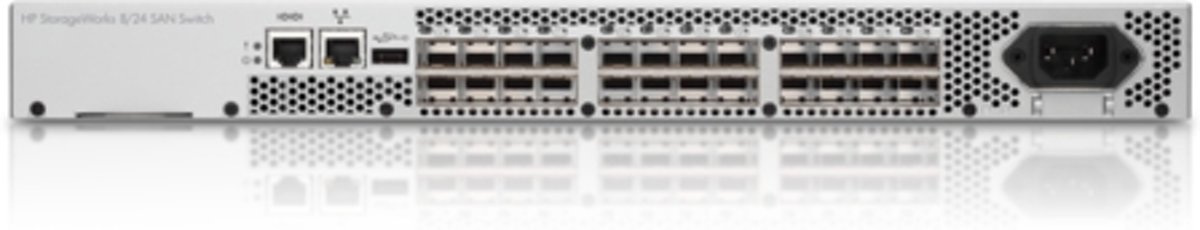 Hewlett Packard Enterprise 8/24 Base (16) Full Fabric Ports Enabled SAN Managed Zilver 1U