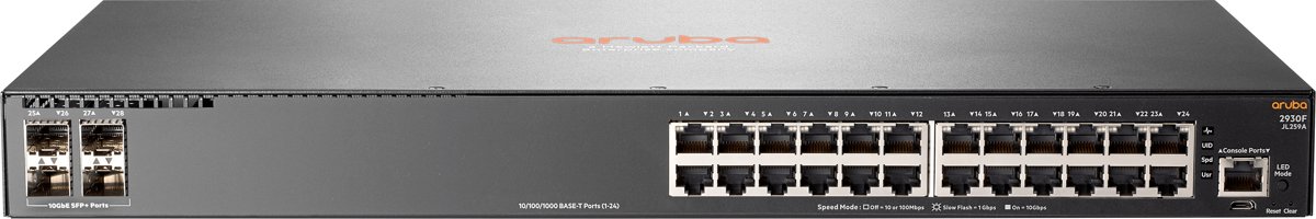 Hewlett Packard Enterprise Aruba 2930F 24G 4SFP Beheerde netwerkswitch L3 Gigabit Ethernet (10/100/1000) 1U Grijs