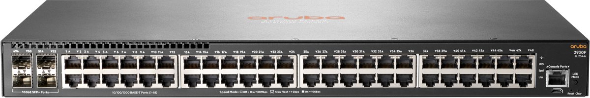 Hewlett Packard Enterprise Aruba 2930F 48G 4SFP+ Beheerde netwerkswitch L3 Gigabit Ethernet (10/100/1000) 1U Grijs