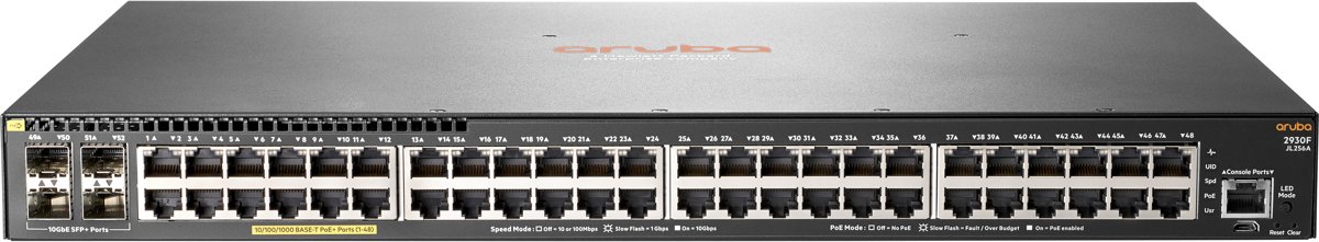 Hewlett Packard Enterprise Aruba 2930F 48G PoE+ 4SFP+ Beheerde netwerkswitch L3 Gigabit Ethernet (10/100/1000) Power over Ethernet (PoE) 1U Grijs