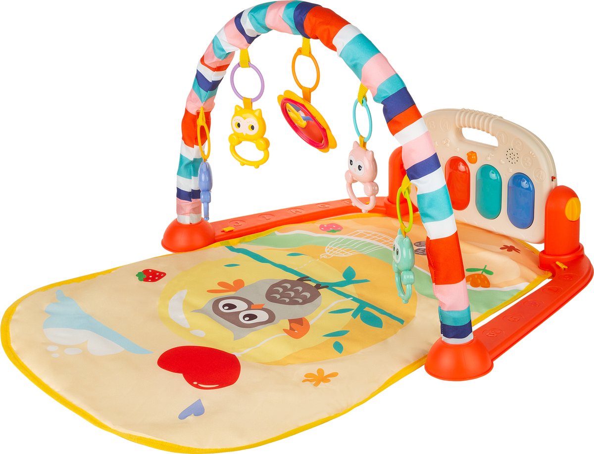 HiBaby Rio Speelkleed 3-in-1 Muzikale Activity - Baby speelkleed - Baby Gym - Speelmat - Speelkleed Peuters - Multicolor Rood