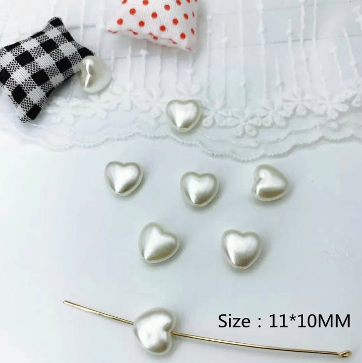   - Hartjes Parel knopen - Parels - Kleding - Tassen - Knopen voor Naaien - Hobby & Knutselen - 15 knopen