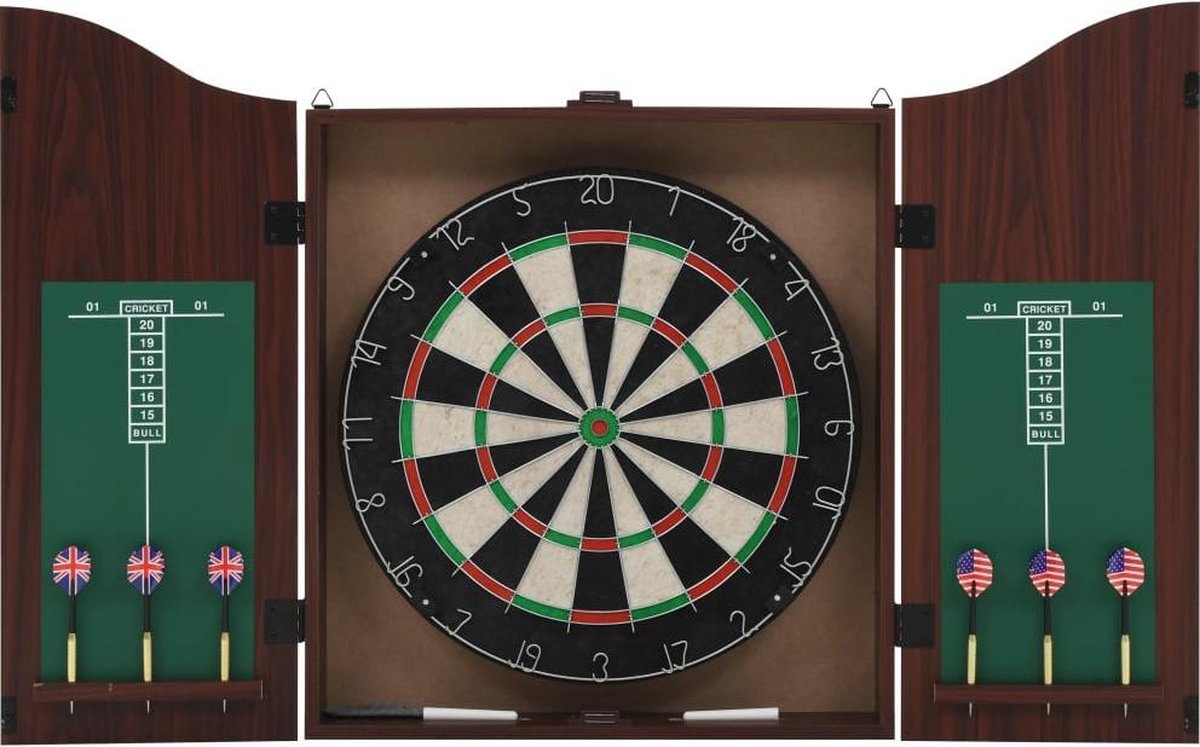 Hip-Wonen.nl - Professioneel Dartbord + Dartkabinet + Dartpijlen - Dartset - 45 x 3,8 cm