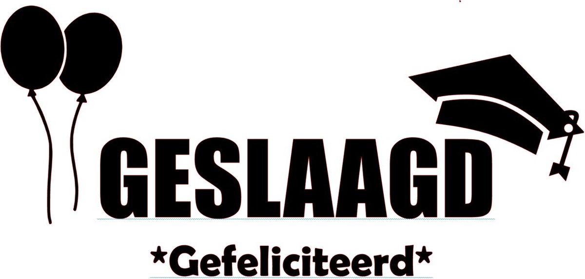 Raamsticker Geslaagd gefeliciteerd - Gepersonaliseerd met naam mogelijk - 58x28cm - eindexamen - afstuderen