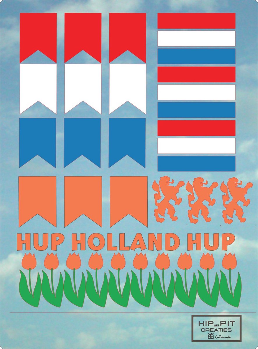 Raamstickers - Wk2022 - Oranje - Vlaggetjes - Nederland - Rood Wit Blauw Oranje - Versieren - Supporteren