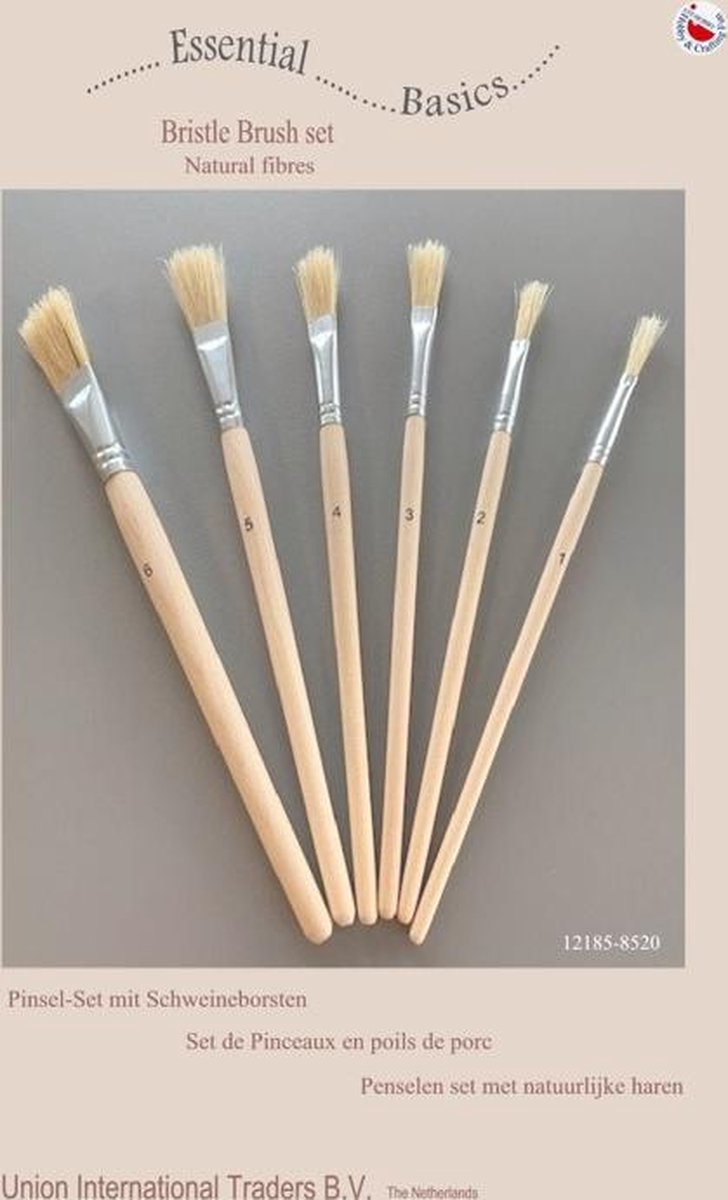 12185-8520 Bristle brush set, 6pcs/ header bag